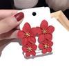 Double Flower Earrings Trendy Pink Flowers Studs Earrings For Women Wedding Party Jewelry Boho Metal Earrings Female