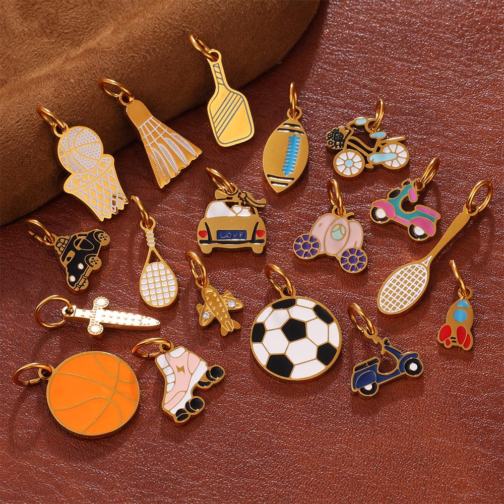 2025 Multi-Element Hip-Hop Necklace Bracelet Pendant for Women - Versatile Car Football Drip Oil Series Accessories