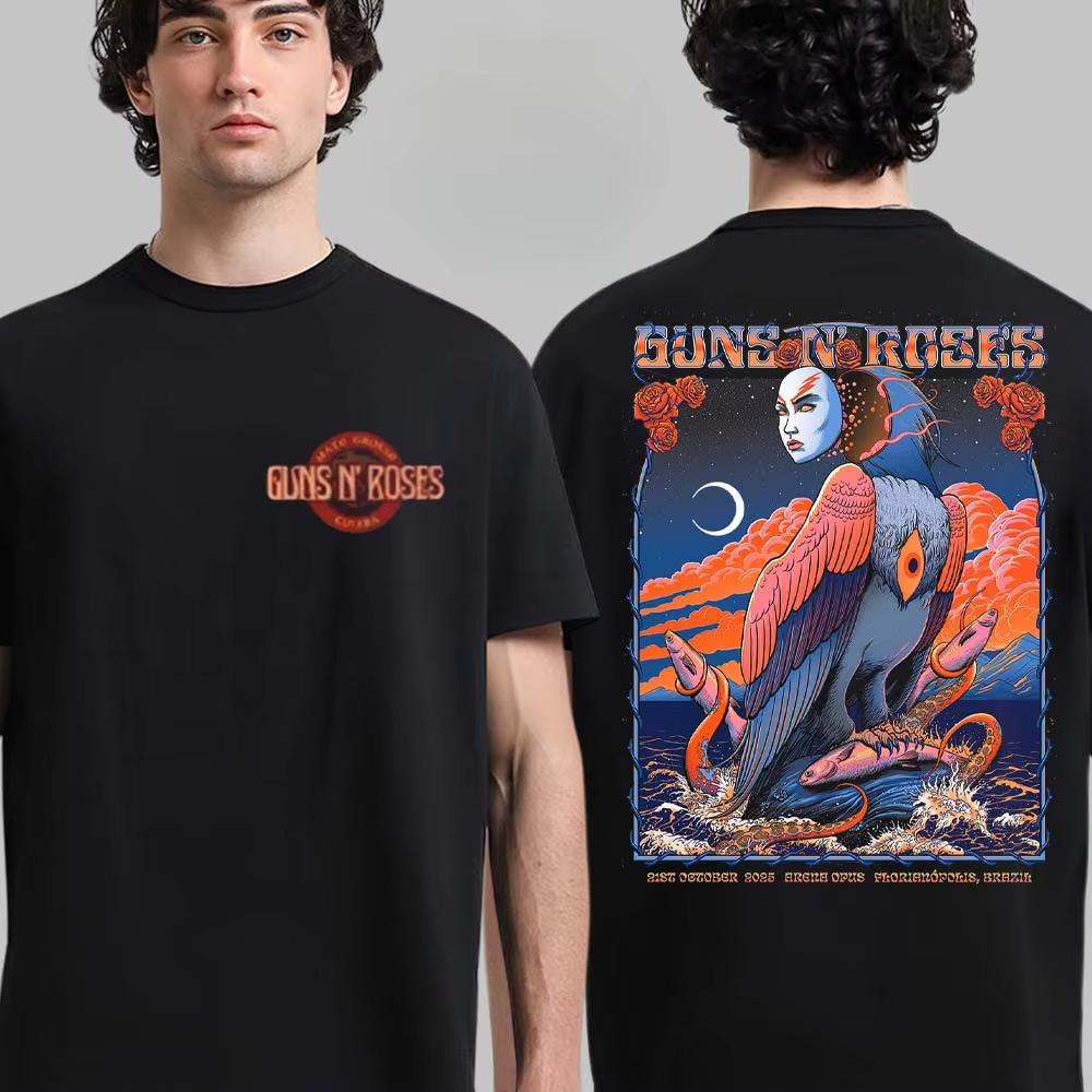 2026 Summer Guns N Roses pure Cotton Band Shirt Unisex Summer Short Sleeve Fashion Brand Tee Luxury Casual Vintage Tshirt