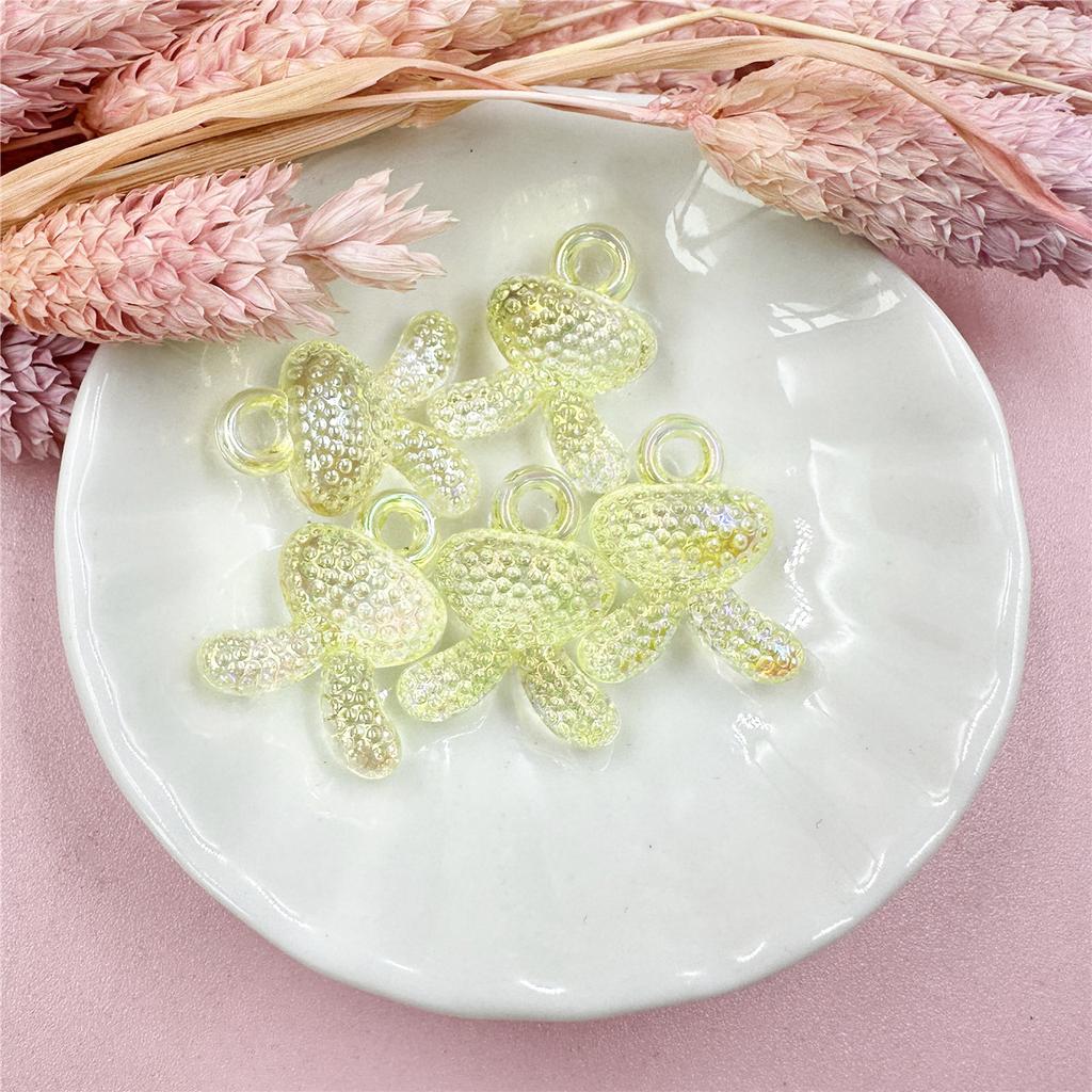 Exquisite Colorful DIY Bracelet Pendant 5Pcs Rabbit Head Beads Transparent 17.5*21mm Acrylic Plated UV Jewelry Accessories Hanging Hole Accessories