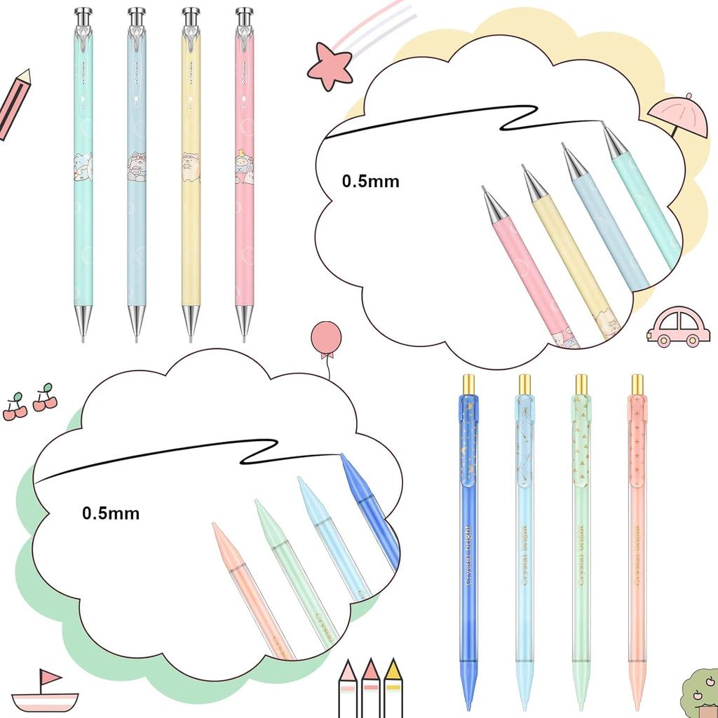 20 Pack Mechanical Pencils Kawaii Stationary Cute Mechanical Pencil Mixed 0.5mm 0.7mm 0.9mm Kawaii Pencil for School Office Home Supplies, Some with