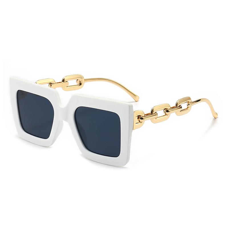 Elegant Summer Square Women's Sunglasses 2024 Fashion Chain Metal Frame Sunglasses For Woman Brand Designer Fashion Shades Eyewe