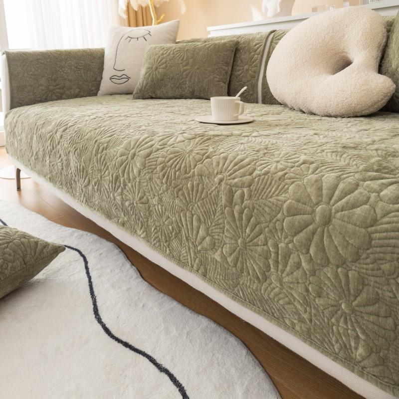 Однотонный тканевый художественный жаккардовый чехол для дивана — фото 4