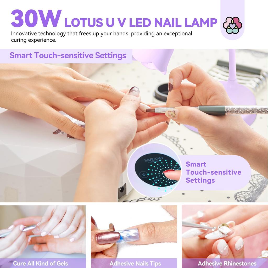 SAVILAND 30W Gel Nail Lamp IntelliSense Nail Lamp Cordless UV Light for Gel Nails Rechargeable LED Flash Curing Gooseneck UV Lamp Gel Nail Quick Dry