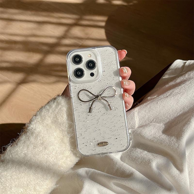

Applicable To Apple 15Promax Flash Powder Wind Mobile Phone Case Iphone14 Bow Love Transparent 17 Sequins iPhone 7/8/SE 2020