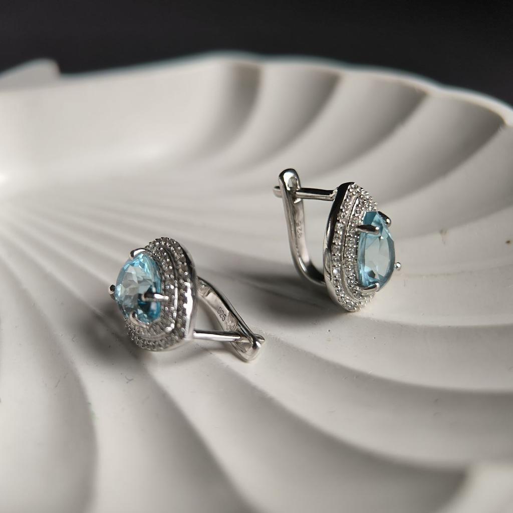 Silver Earrings with Natural Topaz 5.859ct (2179580)