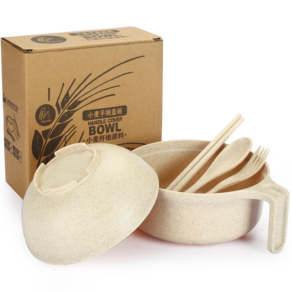 High Grade Wheat Straw Dinnerware Set Children's Unbreakable Dishes Tableware Fork Spoon Chopsticks Bowls Cup Dish Camping Set