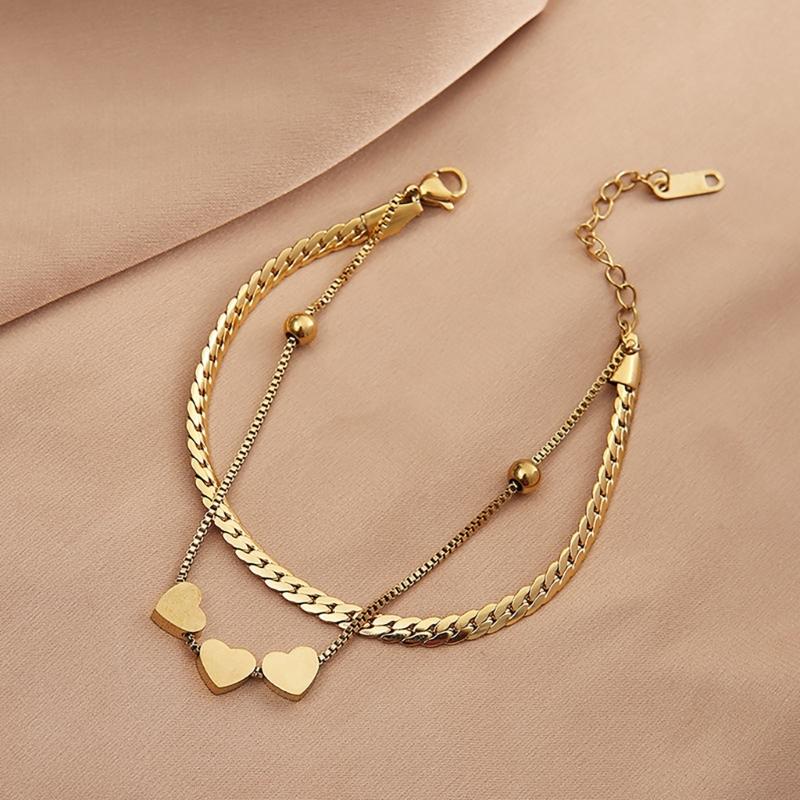 Bracelet Cœur Unique Bracelet à Breloques Acier Inoxydable Texture Bracelet Charme Mode Bijoux de Poignet pour Exprimer l'Amour