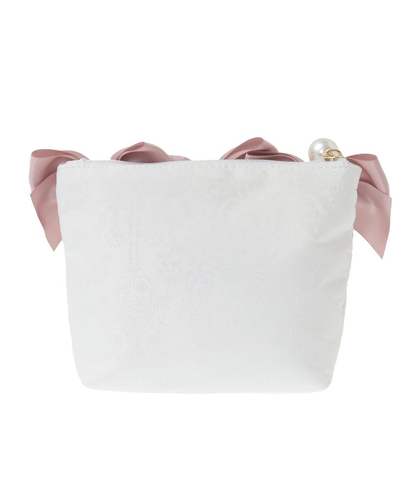 Maison De Fleur Jacquard Ribbon Pouch, Ivory, Size F, PouchDrawstring Bag, 08000628600