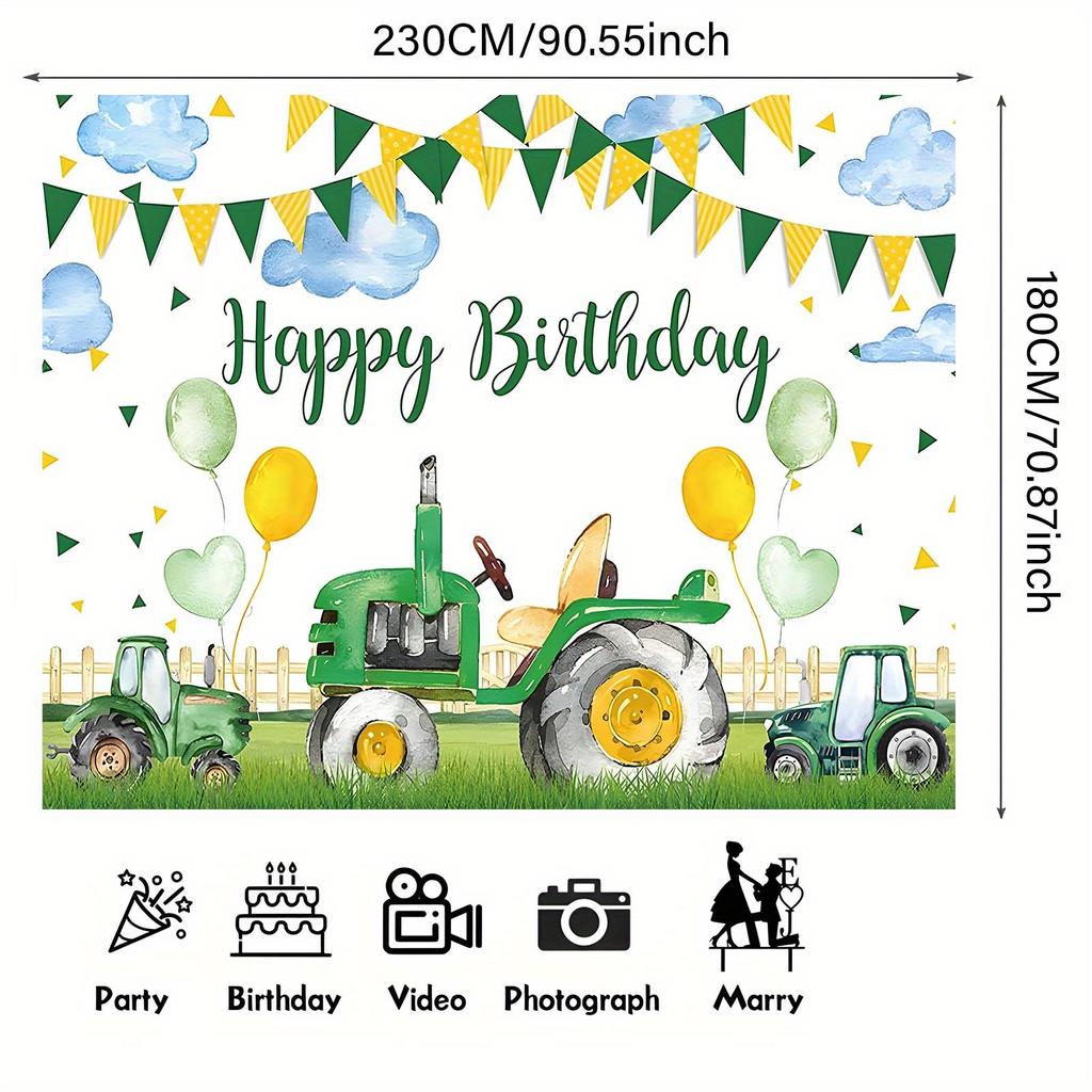 1 Piece of 2D Flat Printing Party Banner - Tractor-themed Birthday Backdrop for Farm Use - Background Prop - Wall Decoration