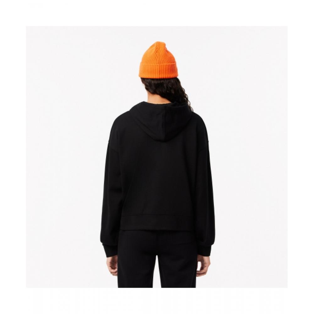 Lacoste Women S Graphic Point Hooded SweatShirt [black]