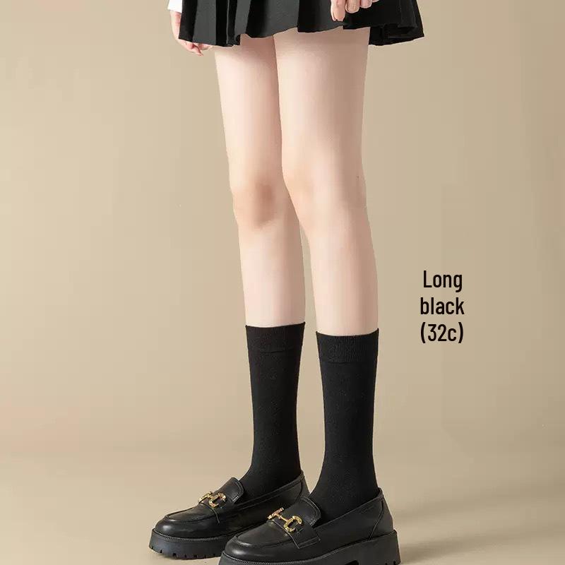 Women's Long Black Compression & Shaping Velvet Socks - Slimming & Breathable