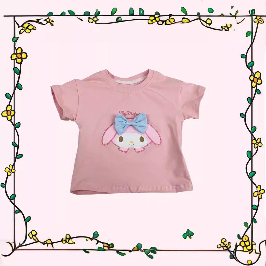 Tricou de desene animate pentru fete Kuromi & Cinnamoroll - Mânecă scurtă Melody Top casual