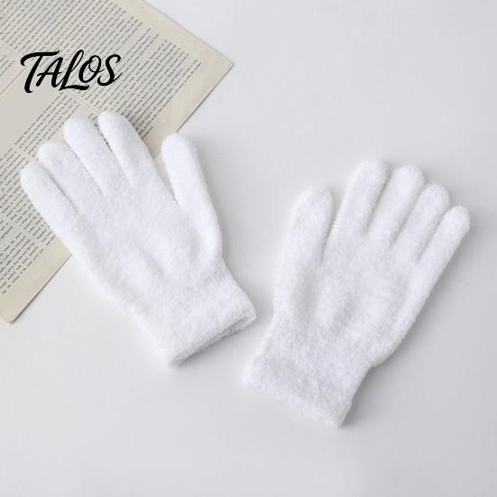 Anti Cold Windproof Mittens Winter Warm Coral Fleece Gloves for Women, Soft Five Finger Solid Color Accessories Gloves, Thermal Autumn Breathable Hand