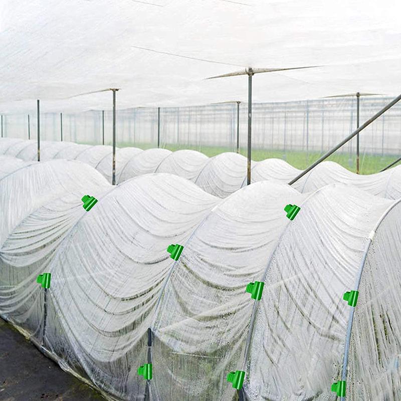 50Pcs Green Plastic Greenhouse Film Clips - Heavy-Duty Windproof Garden Clips For Securing Mulch, Tarp & Plant Covers