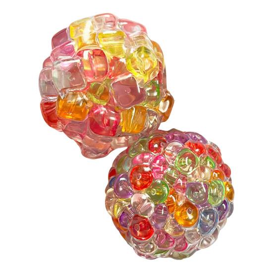 Colorful Bead Stress Ball Toy Anxiety Relief Squeeze Ball Sensory Toy Kids Teens Adults Portable Soft TPR Ball Pinch Fidget Toy