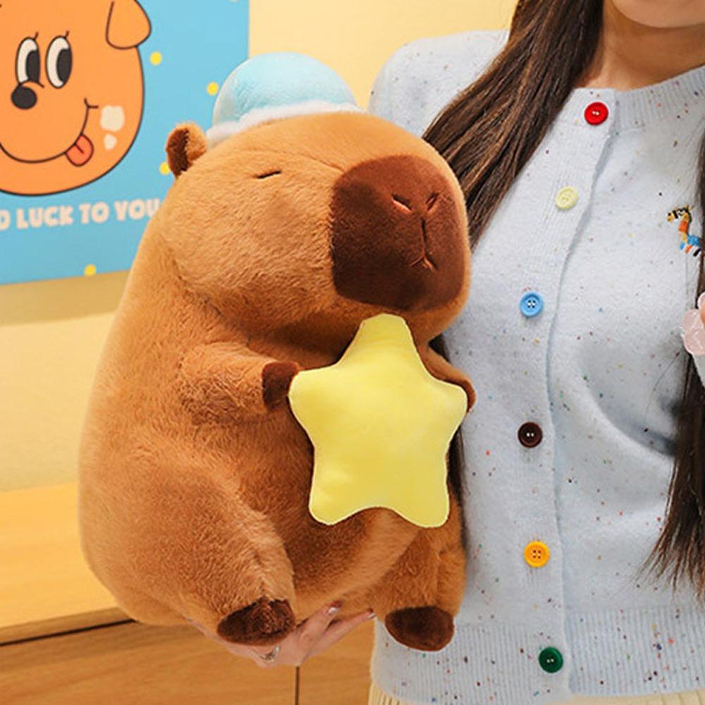 Sleep Hat Goodnight Capybara Doll Moon Capybara Fluffty Doll Capybara Plush Toy Christmas