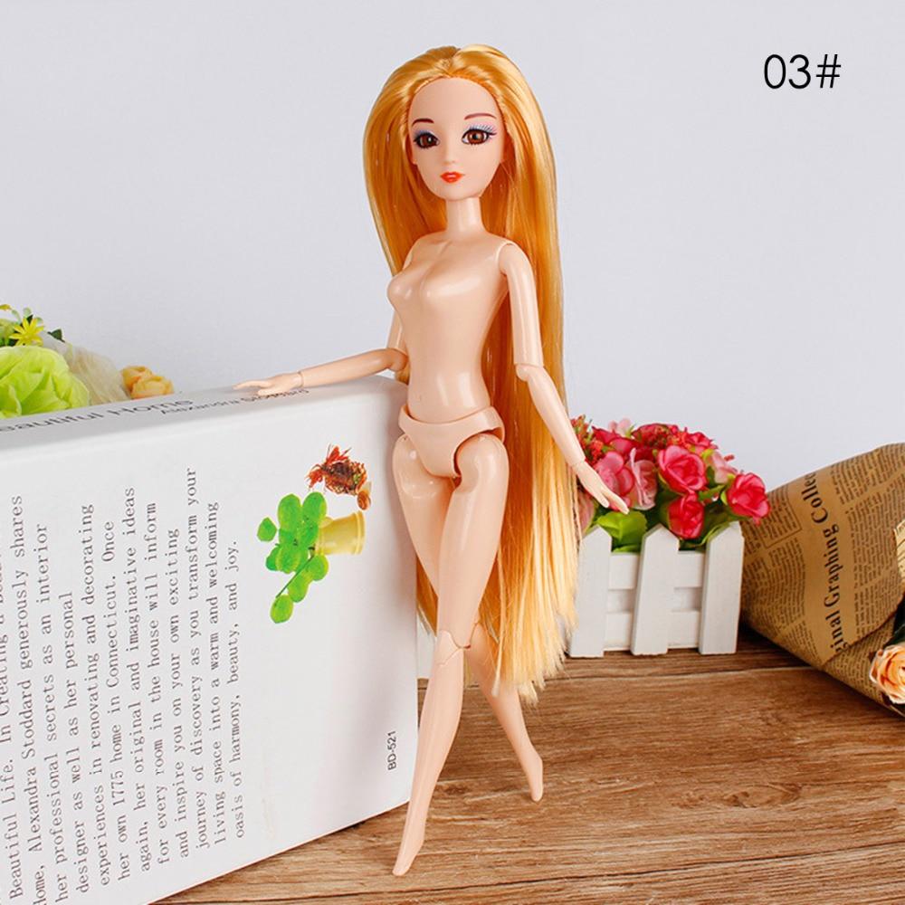 Color Hair 1 PC Nude Doll with Head for Dolls 11 Joint Moving Naked Bodies DIY Toys Accessories