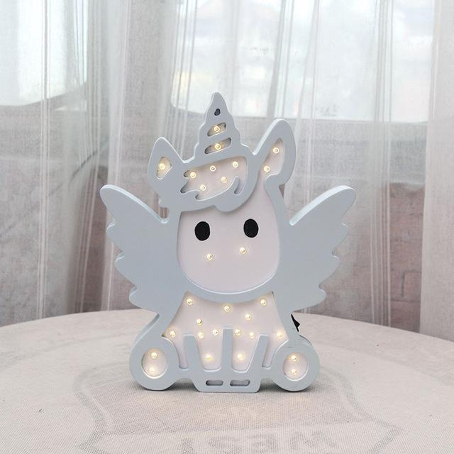 

Рожевий блакитний колір Unicorn Design Night Light Battery Power Lovely lampara infantil Switch bb glow Night Lamp For Baby boy girl as picture1