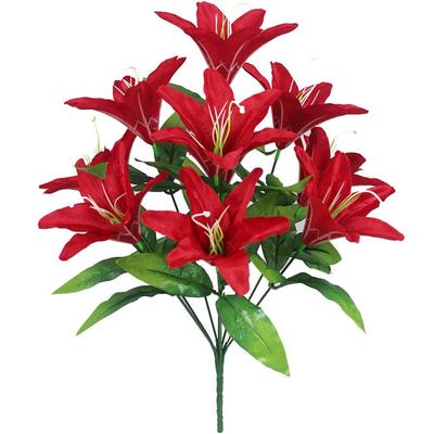 Exquisite 10 Heads Artificial Lilis Multicolor Plastic Fake Flowers Realistic Silk Flower Wedding Home Party Decor