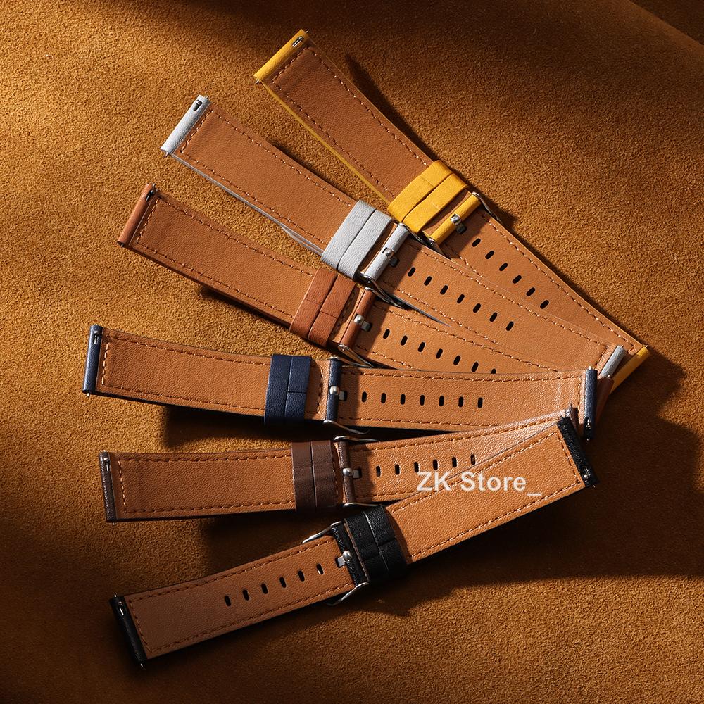 22mm 20mm Leather Strap for Samsung Galaxy Watch 6 5 4 40mm 44mm Gear Band Vintage Bracelet for Xiaomi Redmi Watch 3 Active/Lite