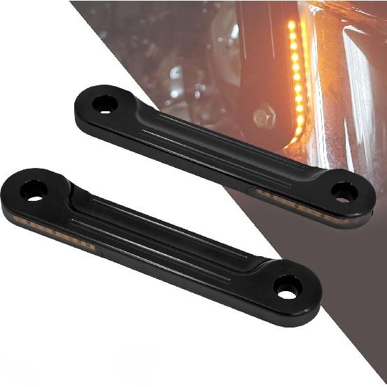 HDBUBALUS Motorcycle Flush Fork Turn Signals Brackets Shock absorber LED Running Side Lamp For Harley Touring Street Glide Road King 1998-2025