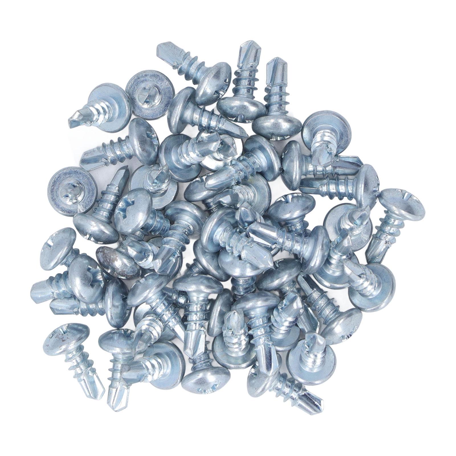 

250 Pcs Self Drilling Screw M4.8x13 Cross Round Head Carbon Steel White Zinc Galvanized Drill Screws