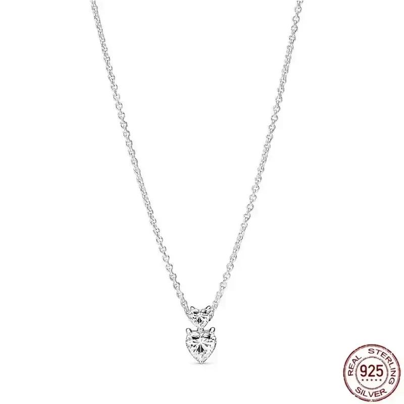 Collana a Cuore in Argento 925 Regalo di Natale Compleanno per Donne Gioielli Rotondi Lucidi Raffinati Fascino Classico Sorpresa