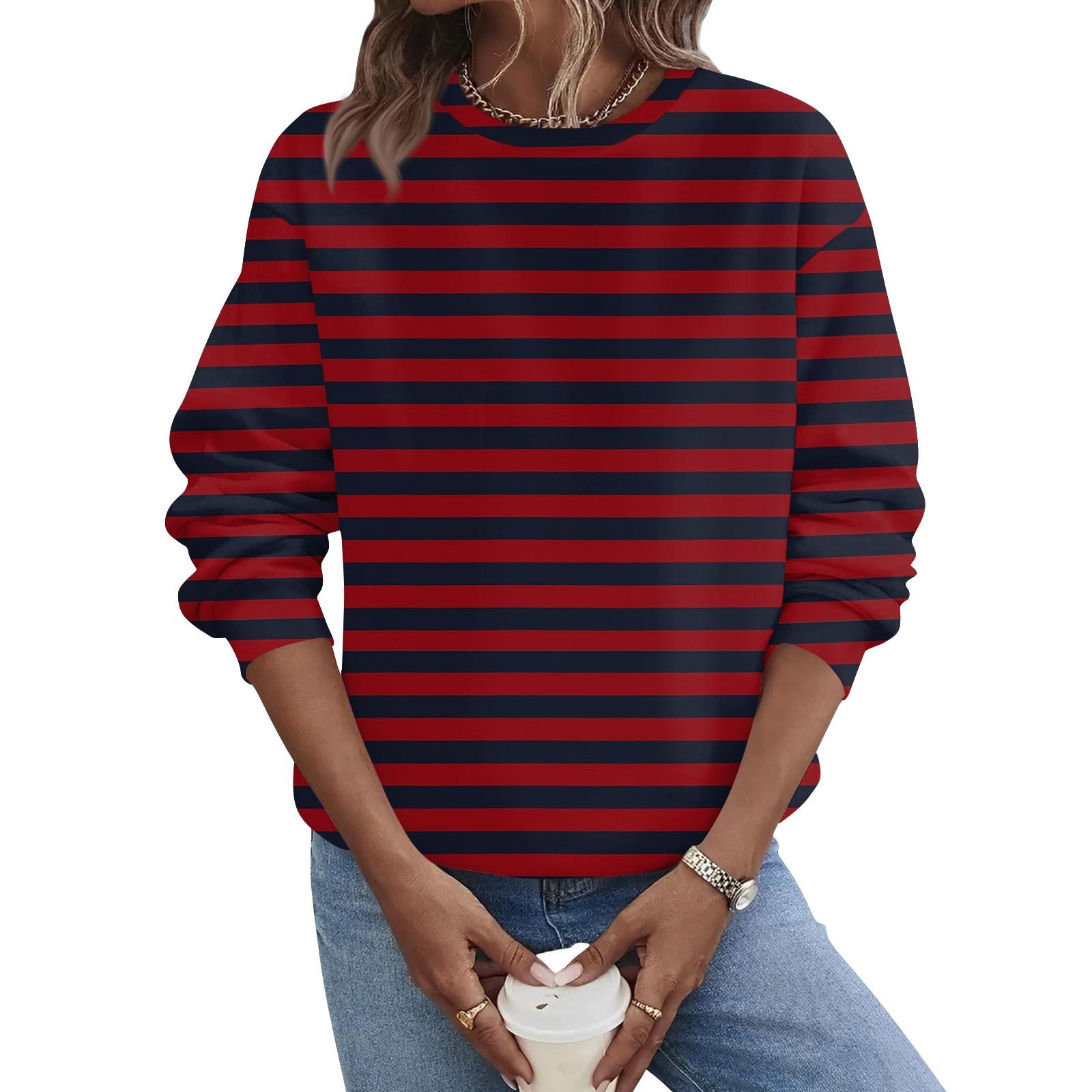 

Жіноча осінньо-зимова повсякденна толстовка з круглим вирізом і довгим рукавом XXXL винний