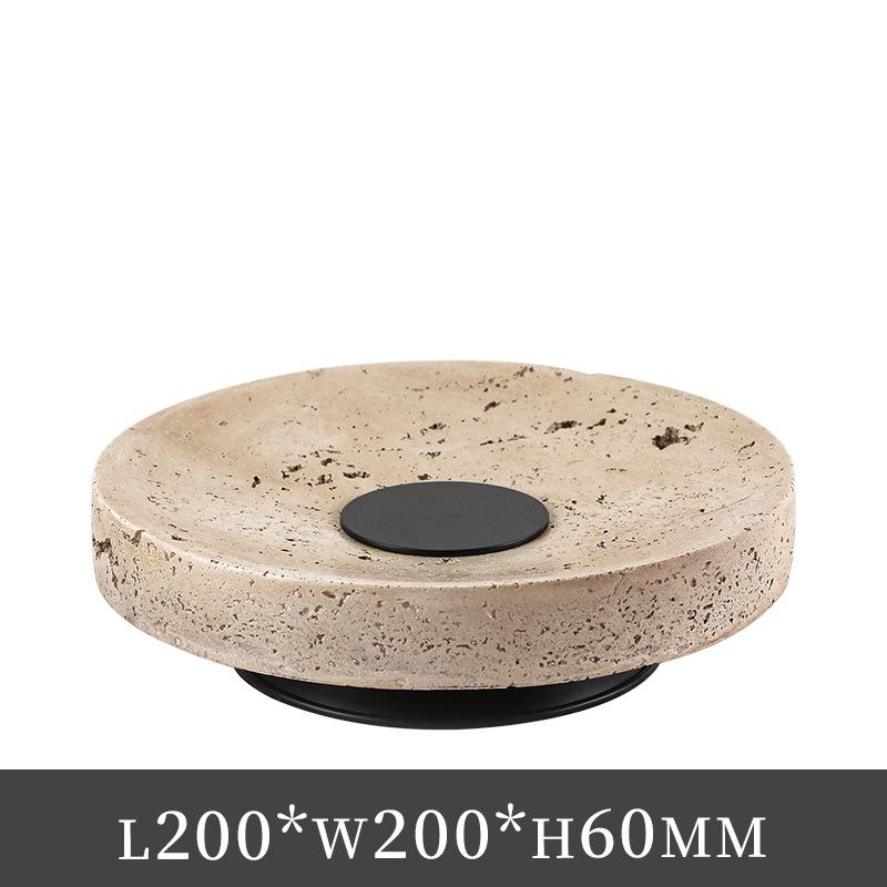 Marbling Fruit Dish Round Tray Desktop Storage Container Candlestick Candelabrum Candle Holder Home Decoration Accessories