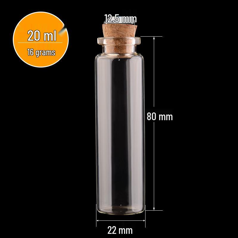 22mm Caliber Transparent Cork Stopper Cylinder Rainbow Glass Wish Bottle