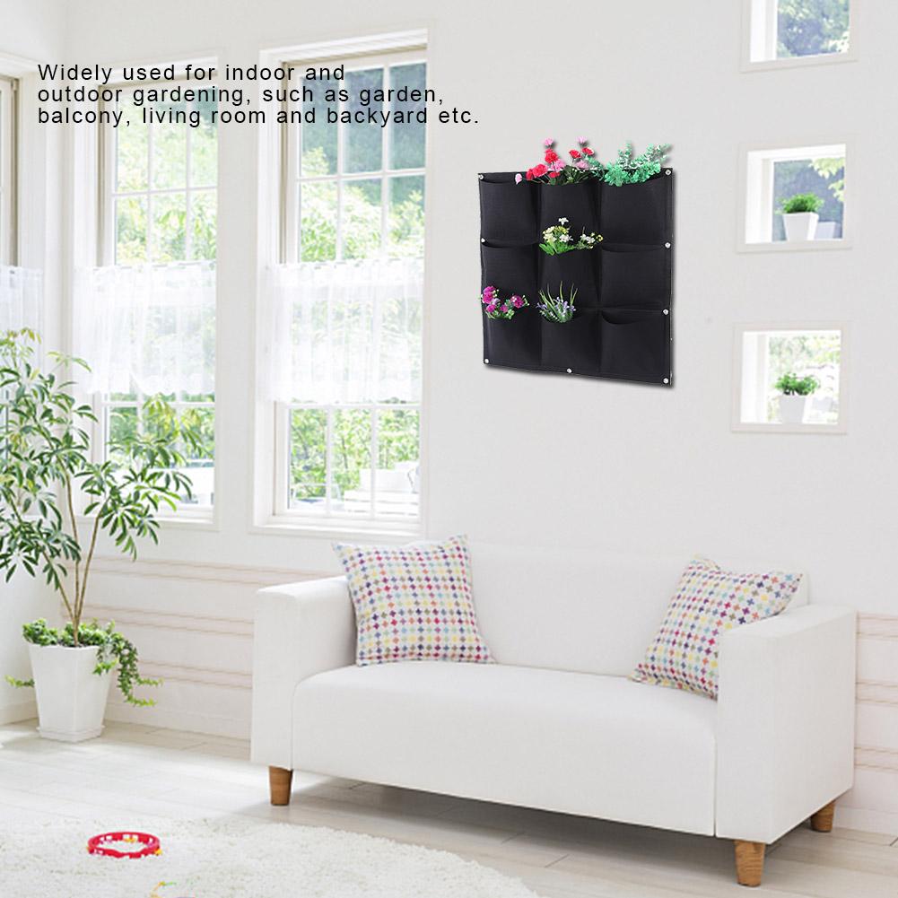 9 Pockets Degradable Vertical Hanging Wall Garden Plant Grow Bag Planter Container (Green)