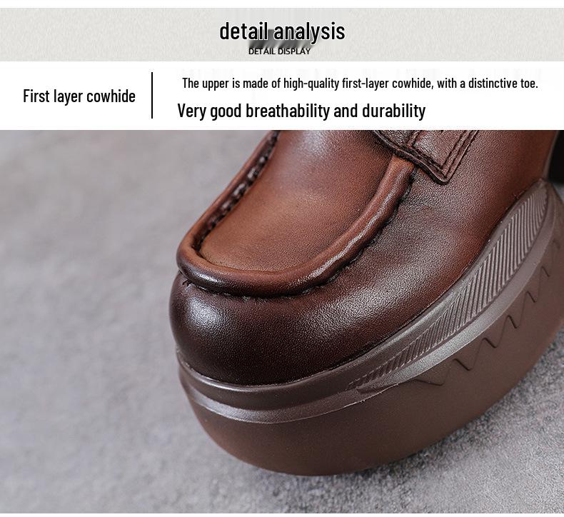 Genuine Leather Zippered Retro Platform Heel Women's Martin Boots