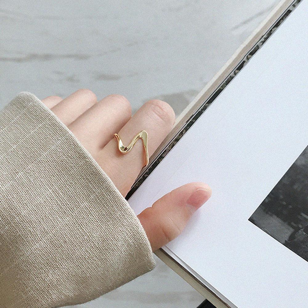 Women Girl Thumb Ring Smooth Waves Thin Party Jewelry Fashion Accessories Finger Ring Opening Ring