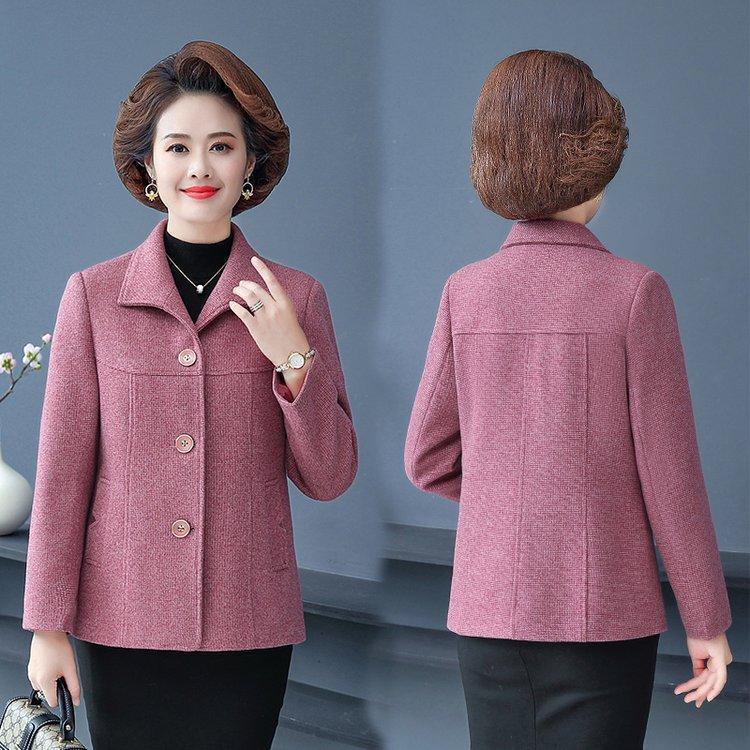 Spring & Autumn Stylish Wool Coat for Middle-Aged Women - 2025 New Collection