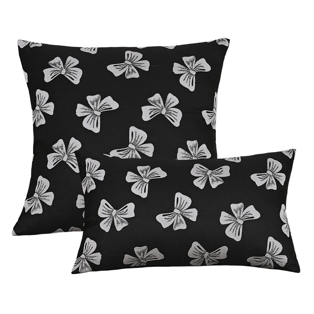 BUYNOW Jacquard Bow Pillowcase Without Pillow Core Korean Cute Girl Pink Bow Living Room Sofa Cushion Cover Home Bedroom Decor