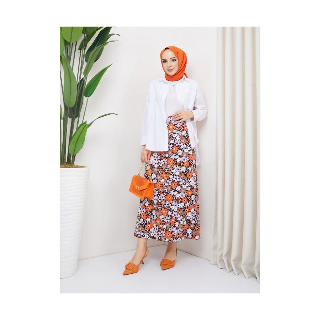 Gekämmter Rock aus Viskose - Schwarz / Fliesen