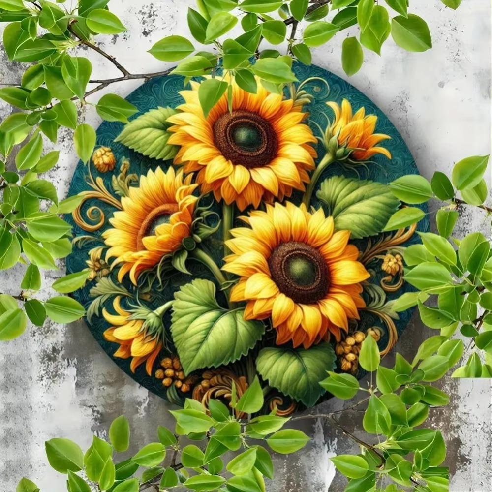 Metal Tin Sign Flower Sunflower Wall Art Durable Indoor Outdoor Decor Plaque