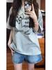 Plus Size Cotton Summer Cartoon T-Shirt for Women - Loose Design Half Sleeve Top