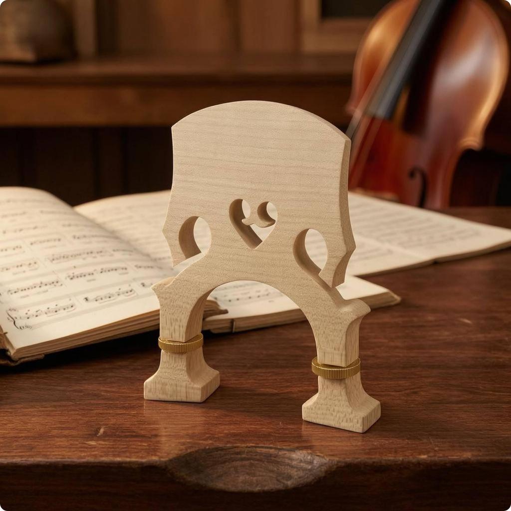 Double Bass Bridge Curved Top Adjustable Wooden Finish Music Part 44