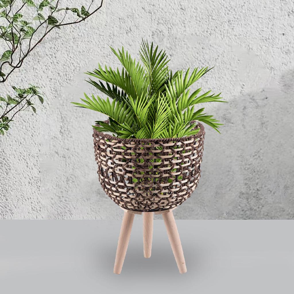 Modern Plant Stand with Wooden Legs Flower Pot Holder for Home Decor
