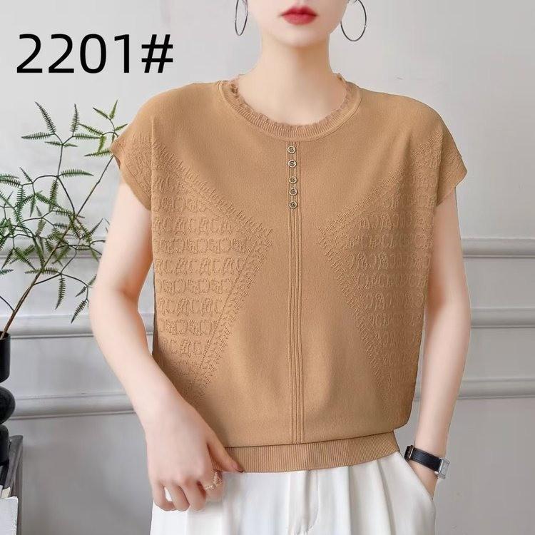 

Women s Loose Jacquard Ice Silk Short Sleeve T-Shirt - Belly Covering, Versatile, Korean Style Knitwear One Size хаки
