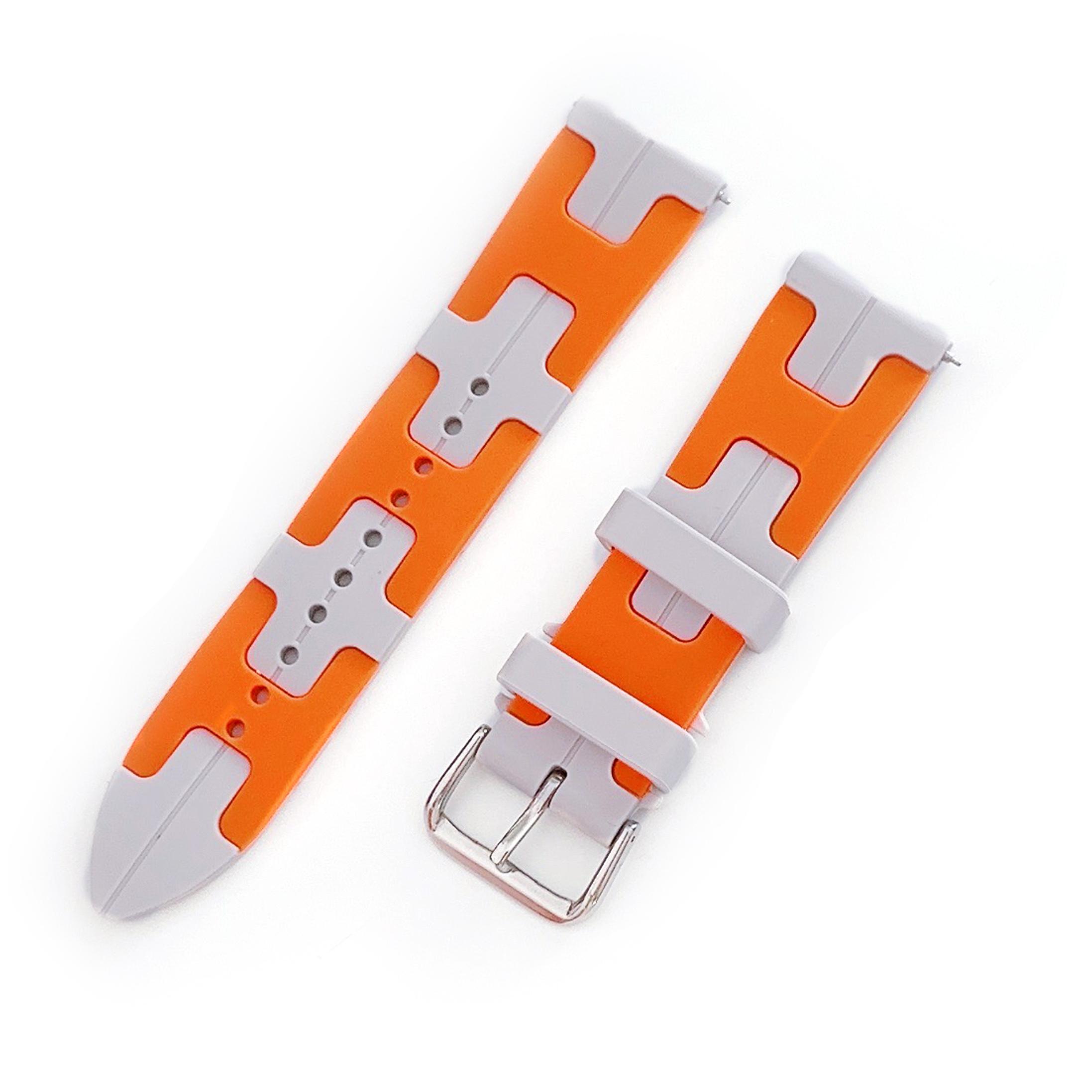 

For Samsung Galaxy Watch FE 40mm/Watch6/Watch6 Classic/Huawei Watch GT 4 41mm Silicone 20mm Watch Band White/Orange