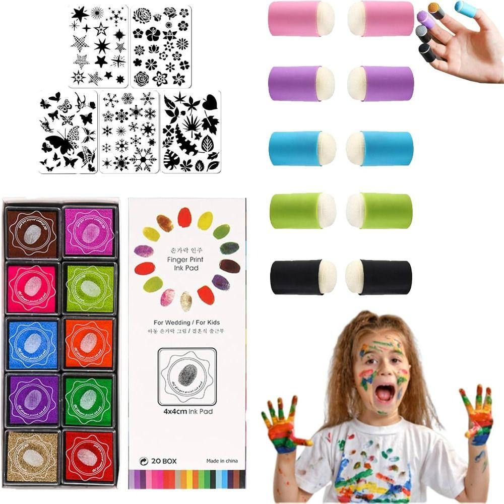 Painting Sponge DIY Sponge Finger Painting Kit Card Making Finger Ink Pad  Kids
