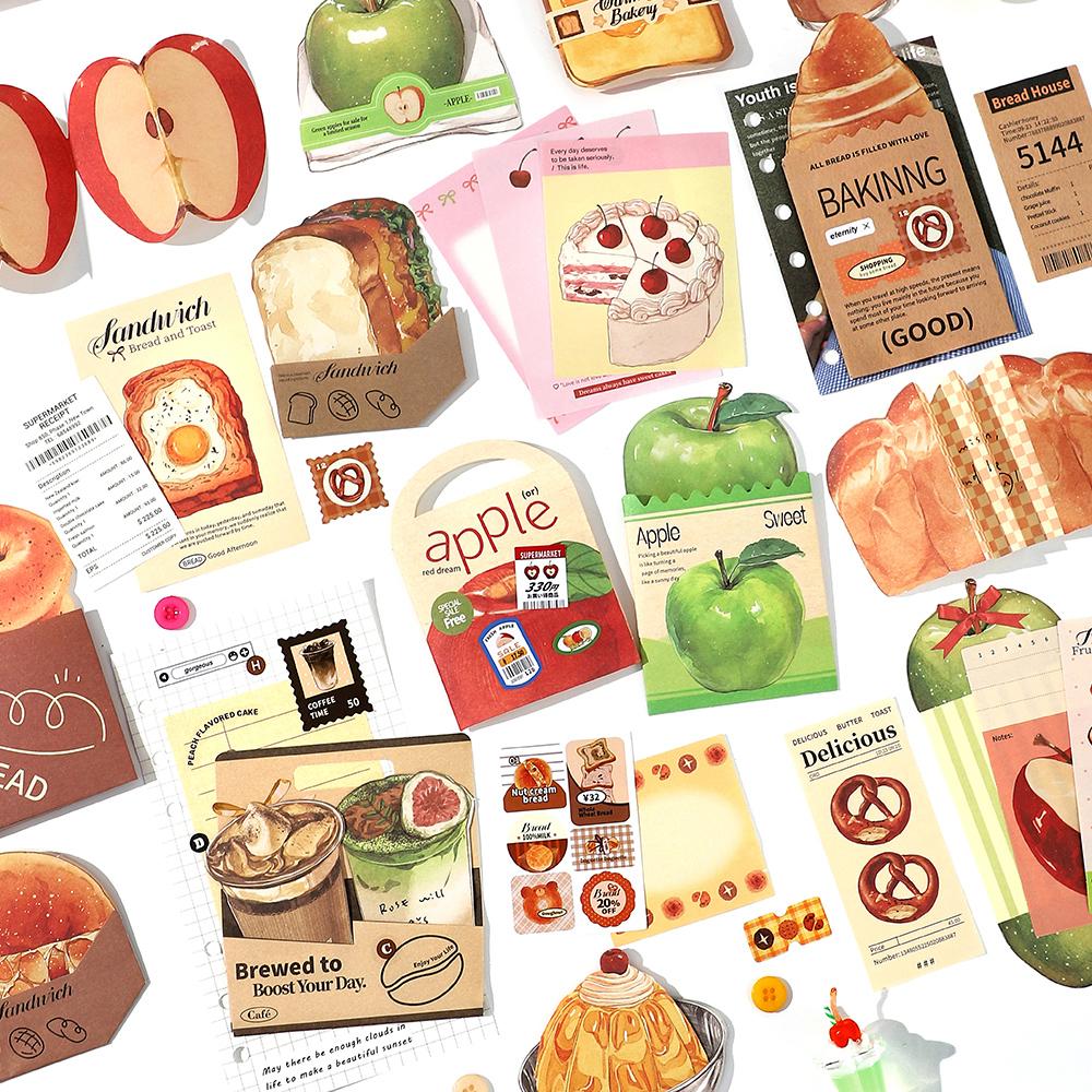 20pcs Fresh Store Series Food and Coffee Material Pack DIY Scrapbook Handbook Aesthetic Stationery Supplies