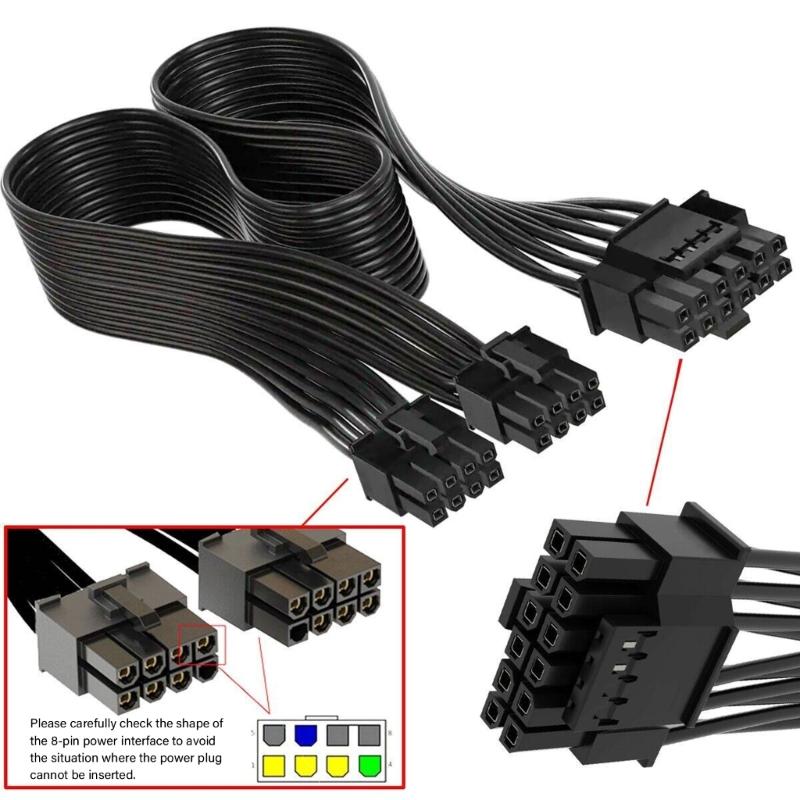 16PIN (12+4) Graphics Card Power Adapter Two 8pin Directly Connection 16AWG Thickened Wire For Stable Current Supply