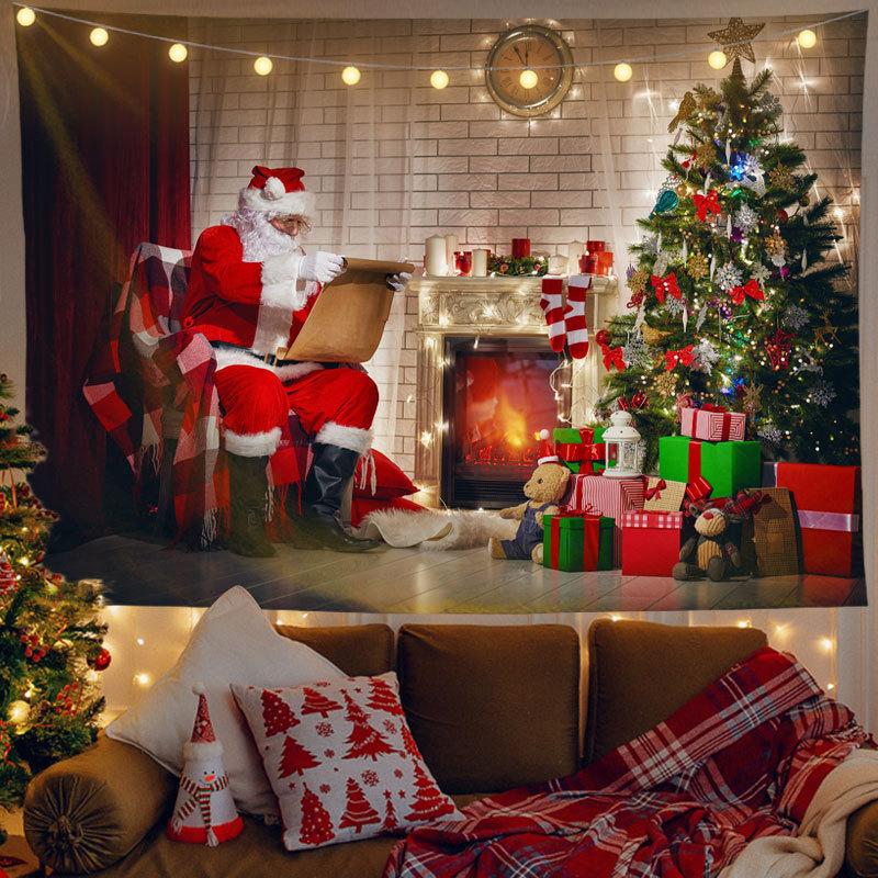 Santa Claus Tapestry Holiday Party Decoration Background Cloth Living Room Bedroom Dormitory  Home Decor