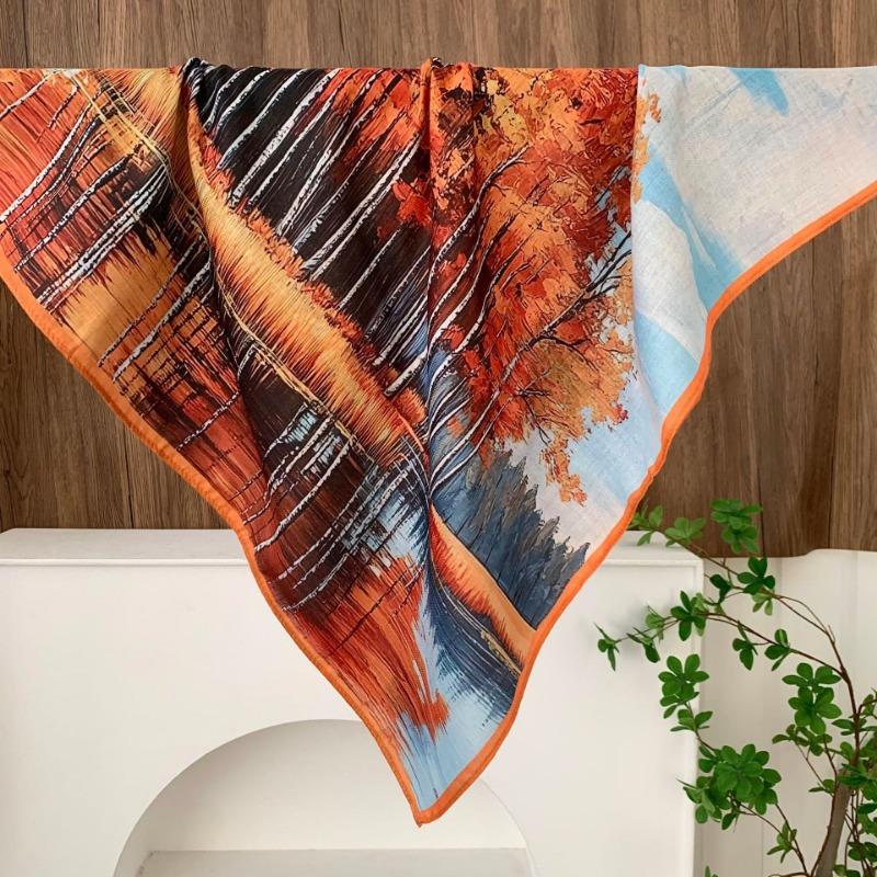 Square scarf new neck scarf scarf small shawl travel bag headscarf versatile cashew flower silk scarf