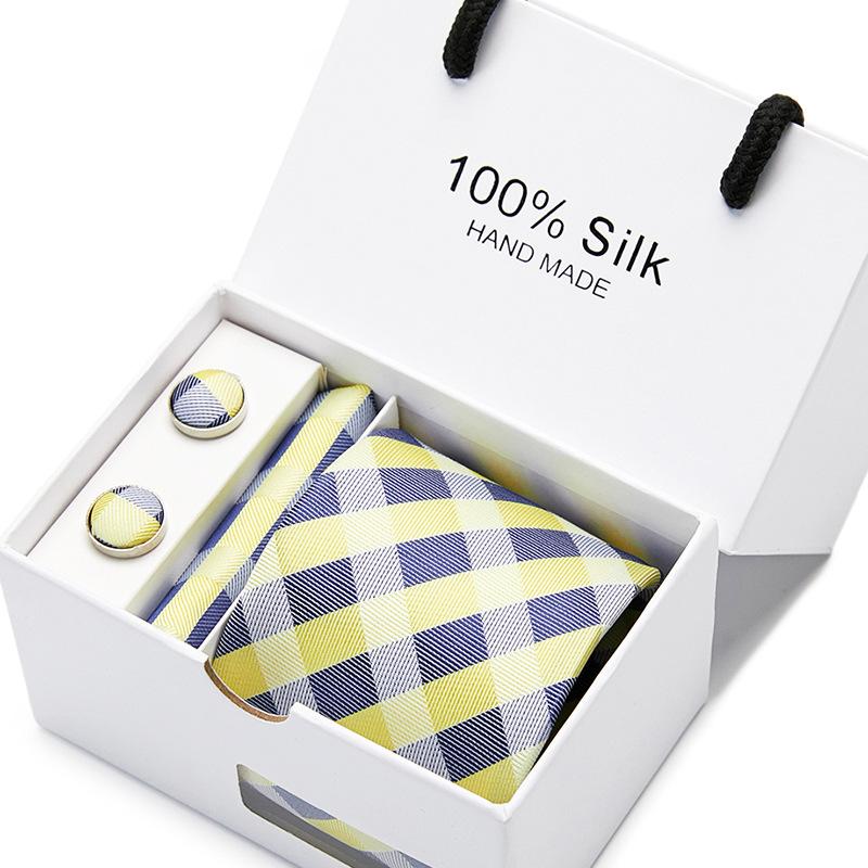Men'S Tie Gift Box 5-Piece Set Tie Pocket Towel Scarf Cuff