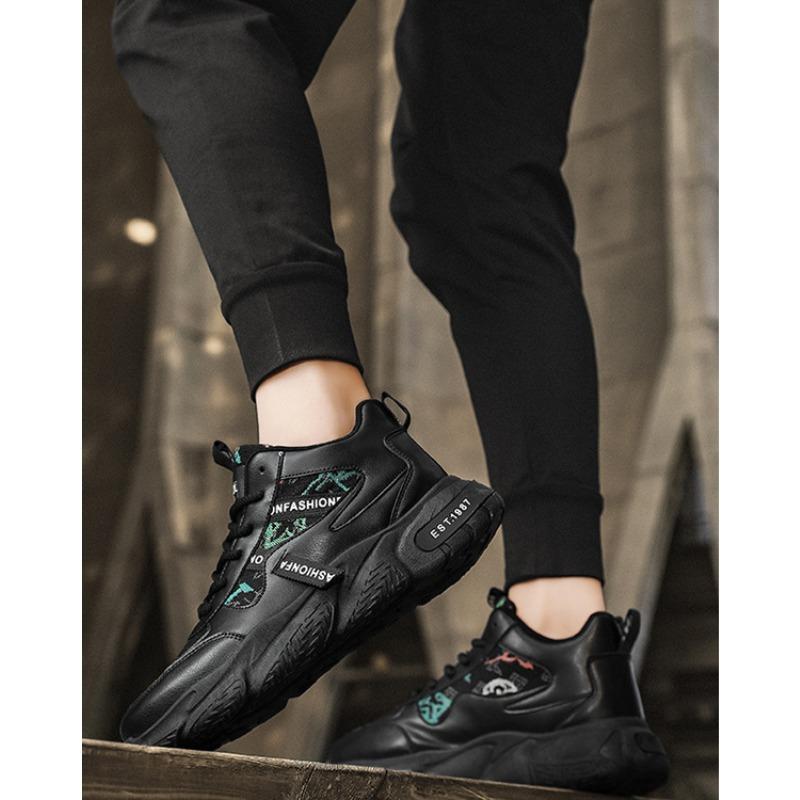 Men's Lightweight Sneakers Fashion Spring Leather Stitching Breathable Platform Shoes Outdoor Mens Casual Shoes Zapatillas